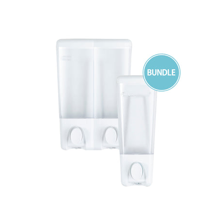 Bundle: CLEVER 2 X Soap Dispensers + Shower Shelf